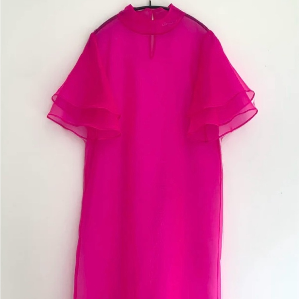 Kamperett Barre Dress in Fuchsia Silk Organza